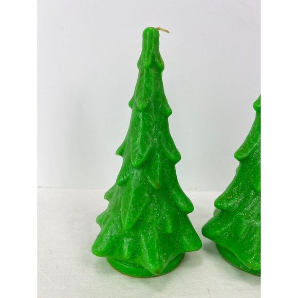 Vintage Suni Candles Wax Glitter Christmas Tree Lot 8" - Picture 2 of 7